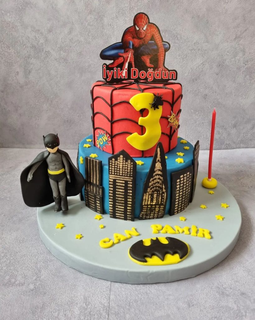 Spiderman and Batman Cakes