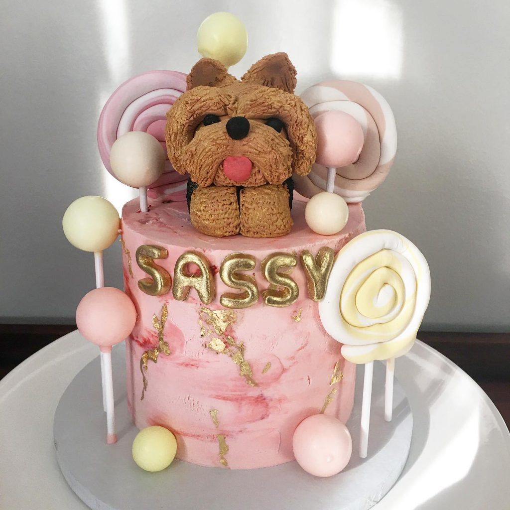 dog themed cake for a girl