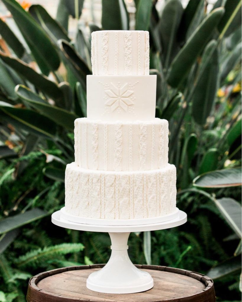Simple White Cable Tier Cake Designs