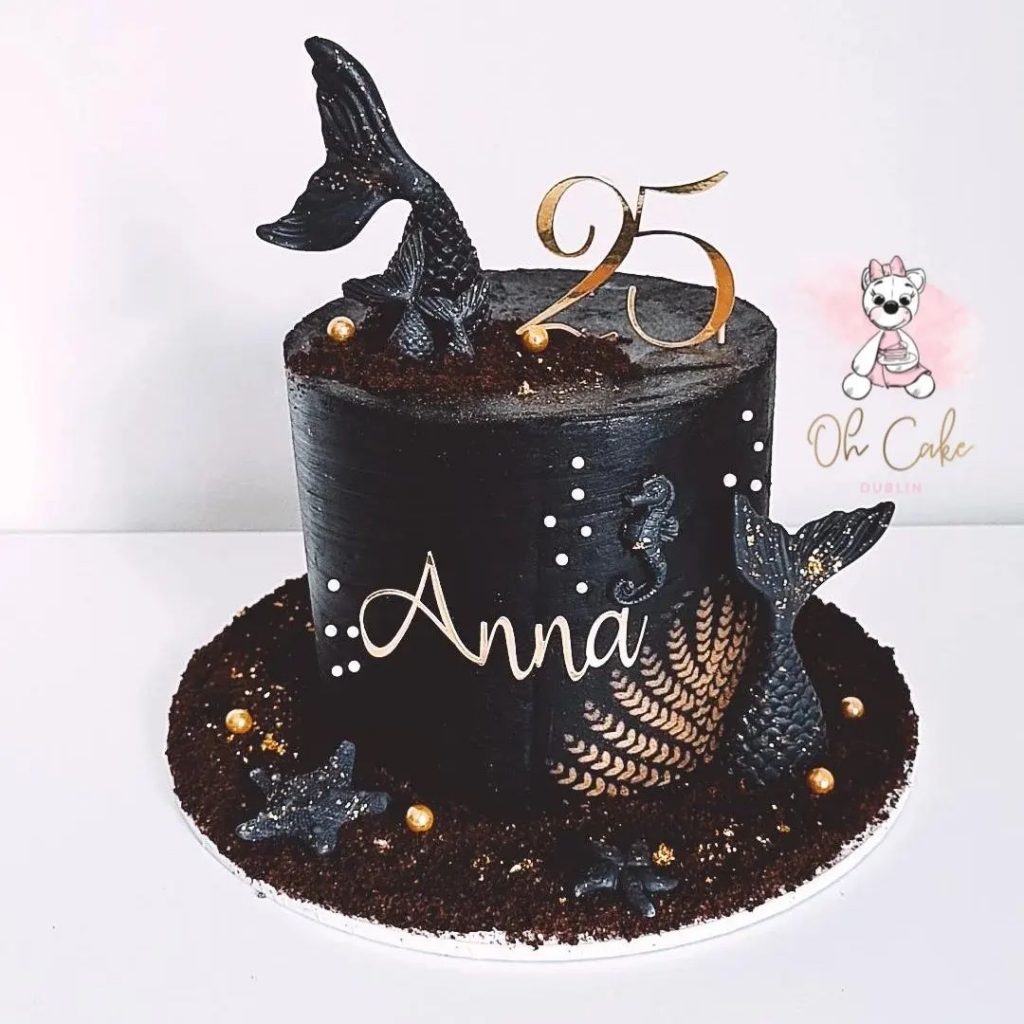 Black Mermaid Cake Design