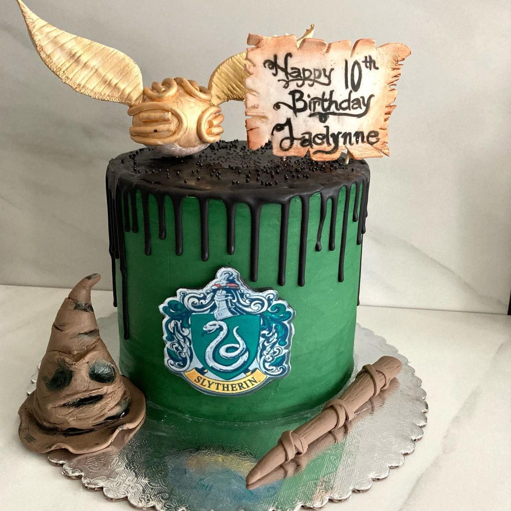 Slytherin Themed Birthday Cake Design1