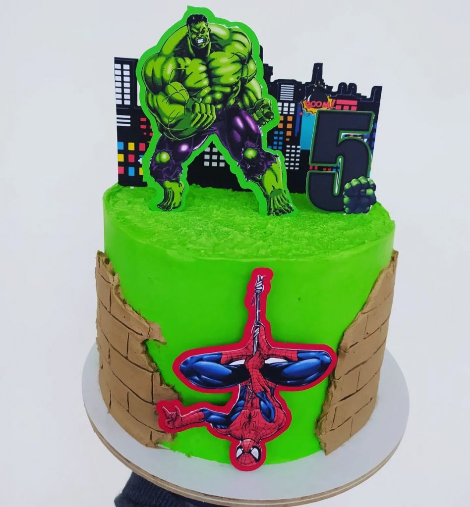 Spiderman and Hulk Cake Design 2