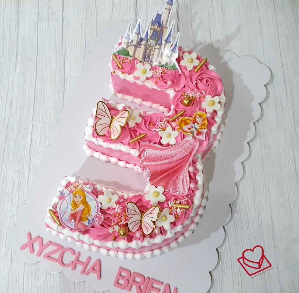 Princess Aurora Number Cake Design